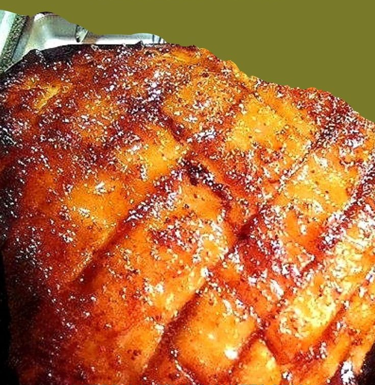 Apricot and whisky glazed ham, baked and ready to serve