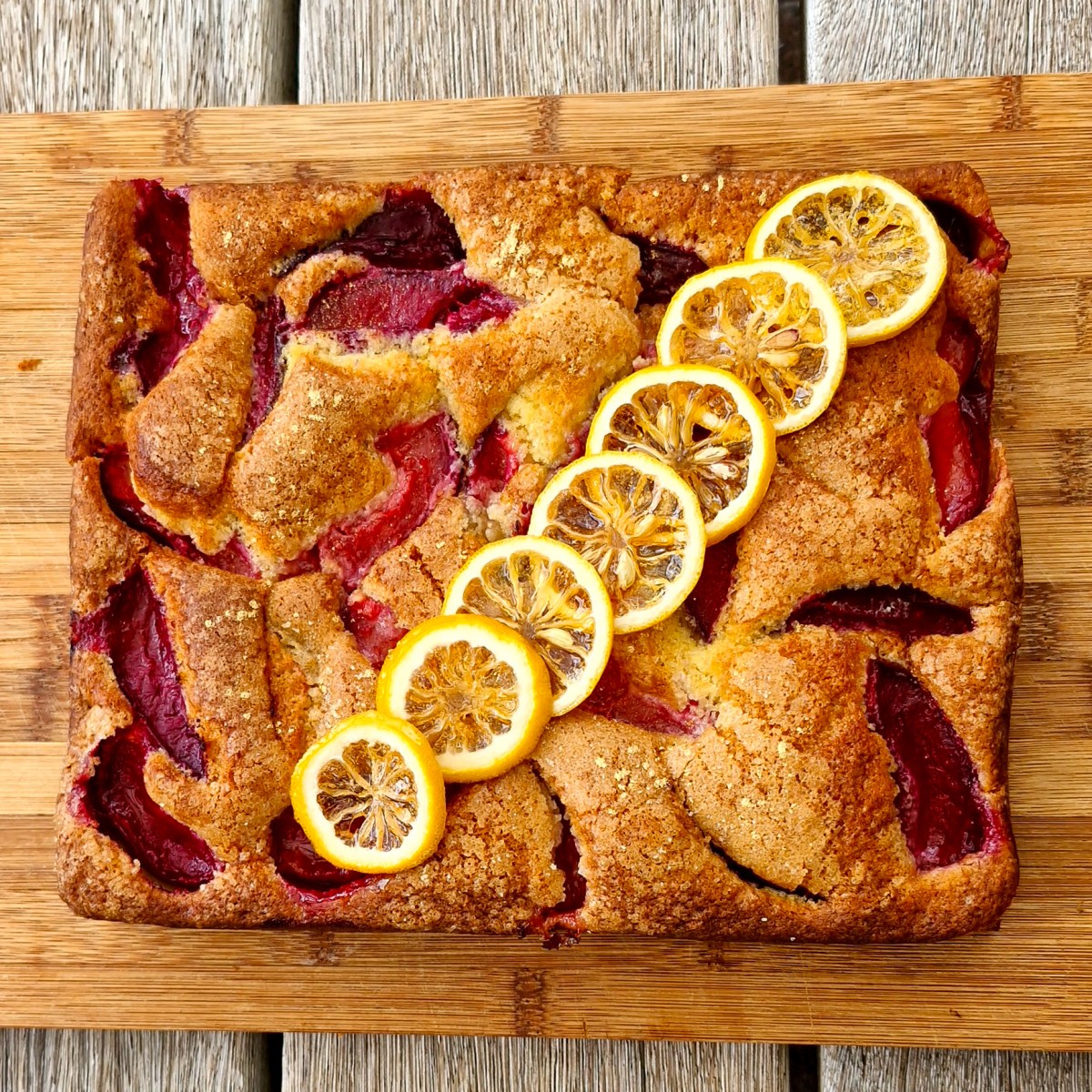 Refreshing Summer Plum and Lemon Traybake Cake with a Sweet Citrus&nbsp;Twist