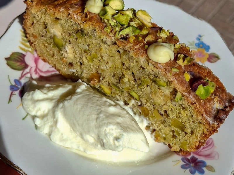 Pistachio & White Chocolate Loaf Cake with Lemon&nbsp;Glaze
